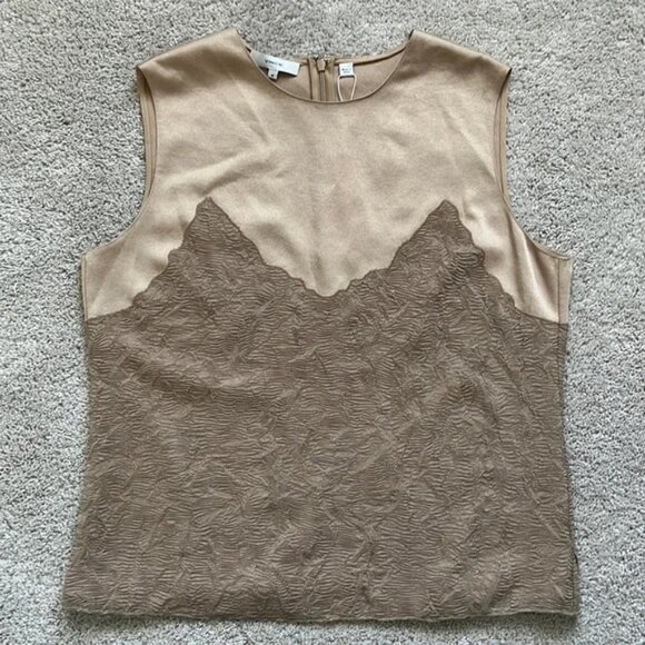 Vince Satin Crepe Textured Sleeveless Blouse - Sz M - Picture 3 of 8